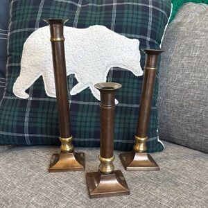 Rustic Brown and Gold Candle Accents solid brass